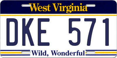 WV license plate DKE571