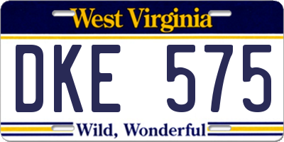 WV license plate DKE575