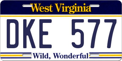 WV license plate DKE577