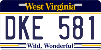WV license plate DKE581