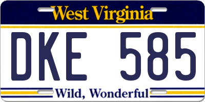 WV license plate DKE585