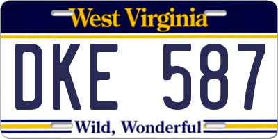 WV license plate DKE587