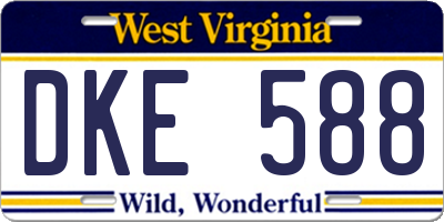 WV license plate DKE588