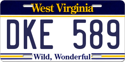 WV license plate DKE589