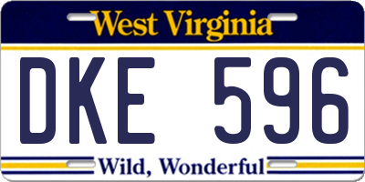 WV license plate DKE596