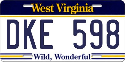 WV license plate DKE598