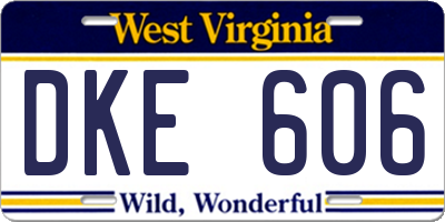 WV license plate DKE606