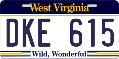 WV license plate DKE615