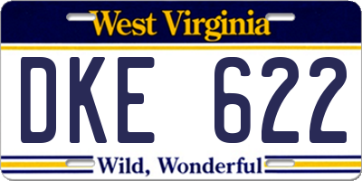 WV license plate DKE622