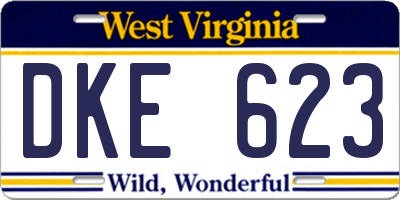 WV license plate DKE623