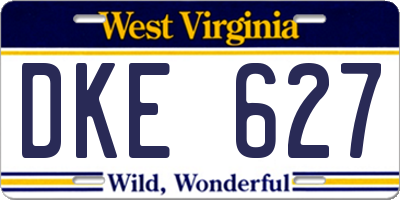 WV license plate DKE627