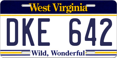 WV license plate DKE642