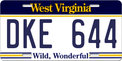 WV license plate DKE644