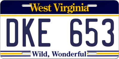 WV license plate DKE653