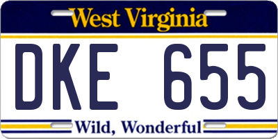 WV license plate DKE655