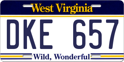 WV license plate DKE657