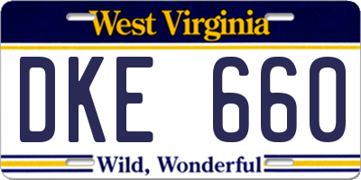 WV license plate DKE660