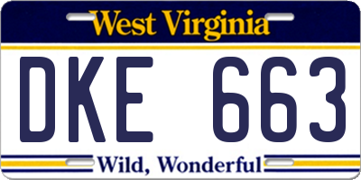 WV license plate DKE663