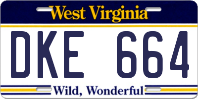 WV license plate DKE664