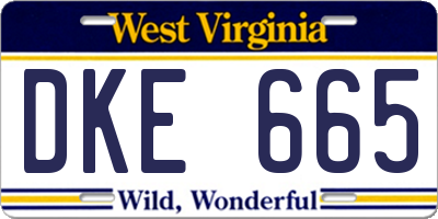 WV license plate DKE665