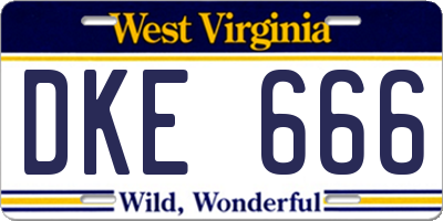 WV license plate DKE666