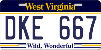 WV license plate DKE667