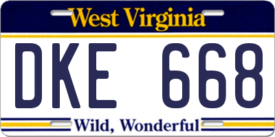 WV license plate DKE668