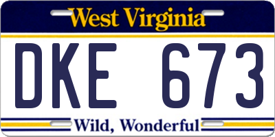 WV license plate DKE673