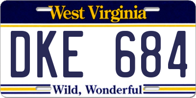 WV license plate DKE684