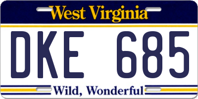 WV license plate DKE685