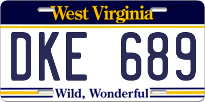WV license plate DKE689