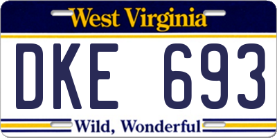 WV license plate DKE693