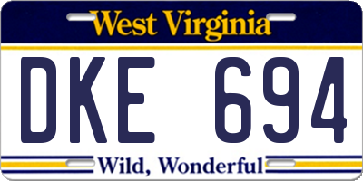 WV license plate DKE694