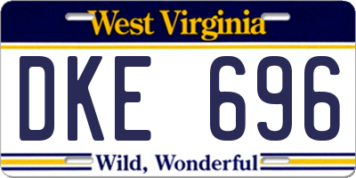 WV license plate DKE696