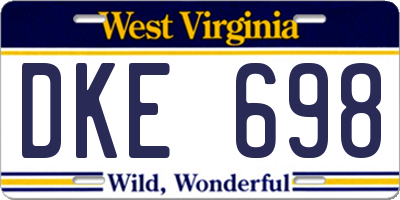 WV license plate DKE698