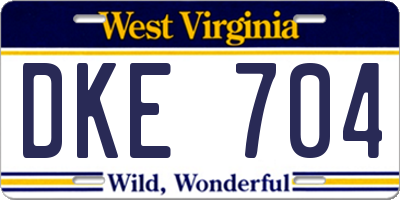 WV license plate DKE704