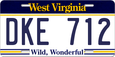 WV license plate DKE712