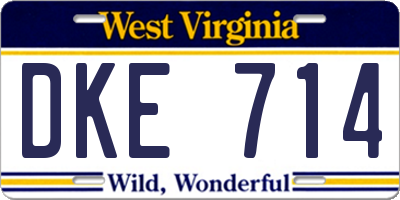 WV license plate DKE714