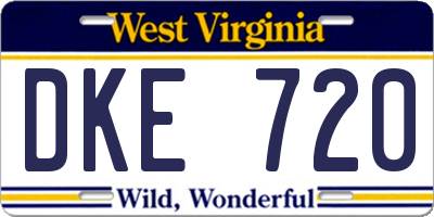 WV license plate DKE720