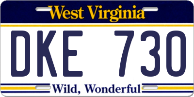 WV license plate DKE730