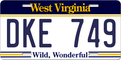 WV license plate DKE749
