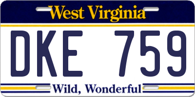 WV license plate DKE759