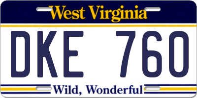 WV license plate DKE760