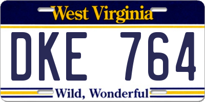 WV license plate DKE764