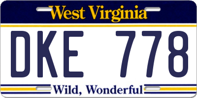 WV license plate DKE778
