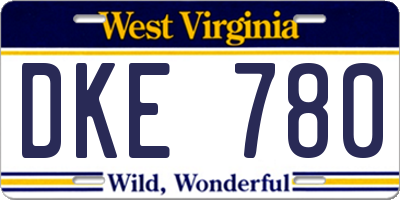 WV license plate DKE780