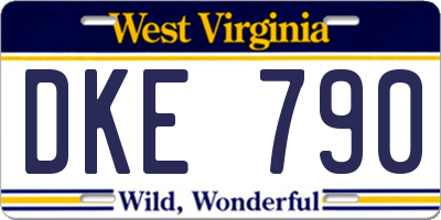 WV license plate DKE790