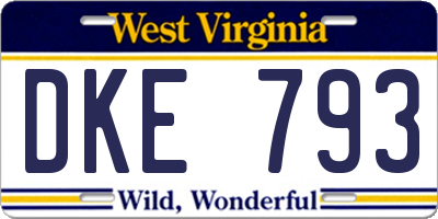 WV license plate DKE793