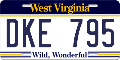 WV license plate DKE795