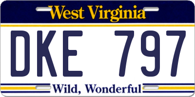 WV license plate DKE797